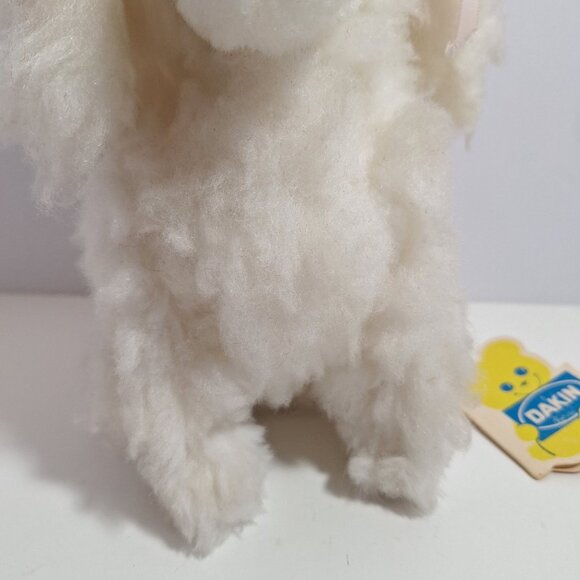 1980 Dakin Yvette White Poodle Pillow Pets Plush Bean Bag 9" w Tag & Pink Bows - Picture 5 of 16